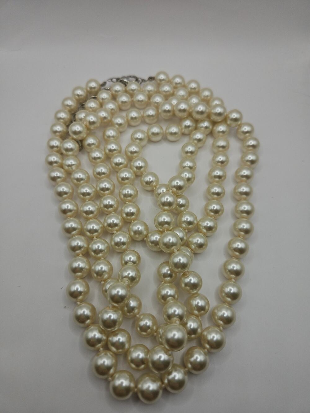 RJ Graziano 60 Inch Art Deco Style Glass Pearls Adjustable Length Statement Long